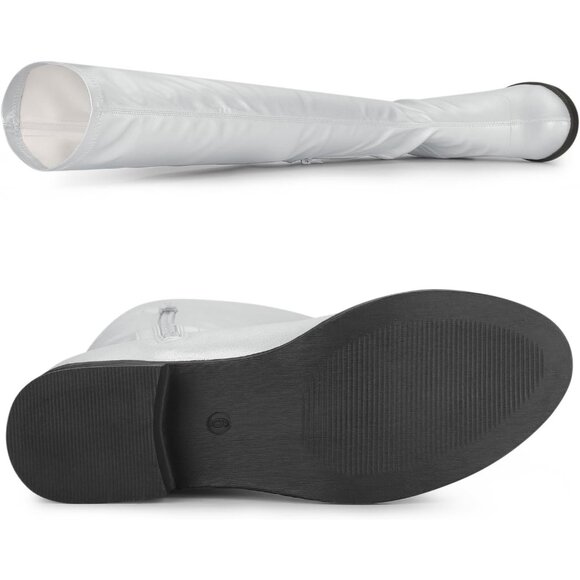 Women's Silver Knee High Comfortable Thigh High Daily Low Flat Heel Boots - Picture 5 of 6